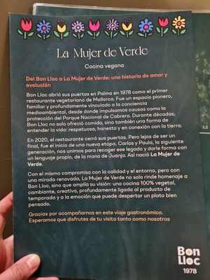 Restaurant history at La Mujer de Verde in Mallorca