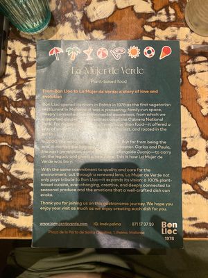  Menu  at La Mujer de Verde in Mallorca