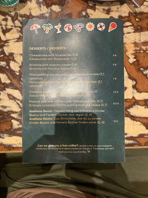 Menu  at La Mujer de Verde in Mallorca