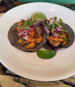 Starters: sweet potato tacos at La Mujer de Verde in Mallorca
