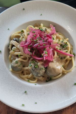 Pasta mit Pilzen at La Mujer de Verde in Mallorca