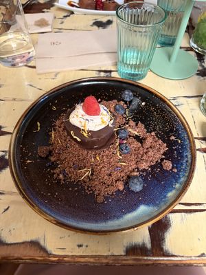 Hazelnut chocolate dessertt  at La Mujer de Verde in Mallorca