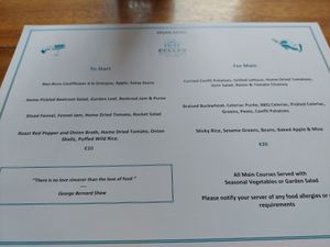 Vegan menu at Eccles Hotel & Spa in Glengarriff