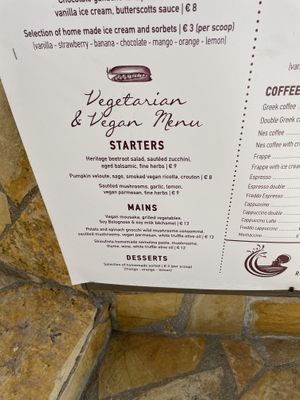 Menu at Oskars in Kefalonia