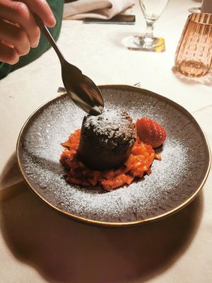 Chocolate lava cake, was €10.50 at Zum Turm in Kastelruth