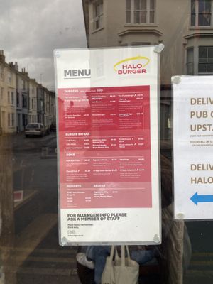 menu (same as other branches)  at Halo Burger in Brighton