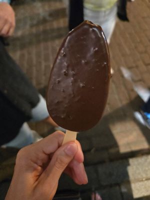 Chocolate pop dipped in mint dark chocolate at La Diperie in Montreal