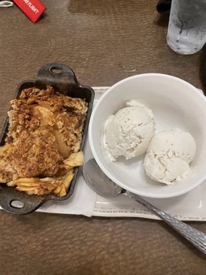 This was my dessert! Hot apple fritter with coconut ice cream!  at Picazzo's Healthy Italian Kitchen in Gilbert