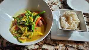 Carribean curry with coconut rice at Wallace's at the Greenhouse in Homosassa
