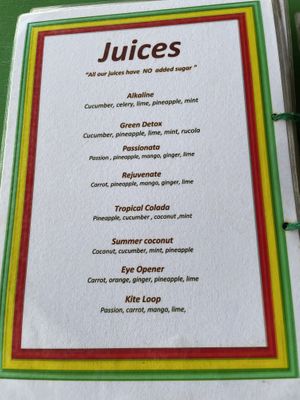 Menu at Sativa Café Zanzibar in Zanzibar