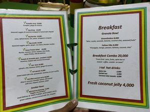 Fully vegan i-tal diet menu at Sativa Café Zanzibar in Zanzibar