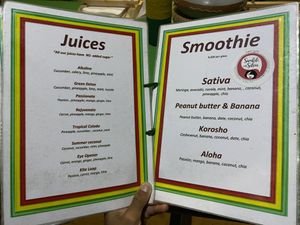 Fully vegan i-tal diet menu at Sativa Café Zanzibar in Zanzibar