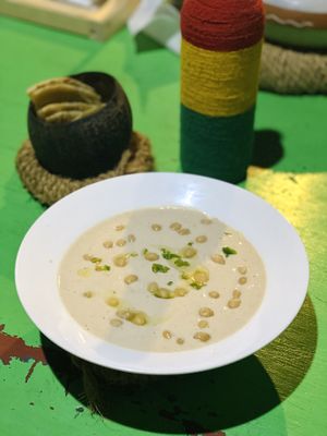 Homemade fresh hummus with chapati to dip at Sativa Café Zanzibar in Zanzibar