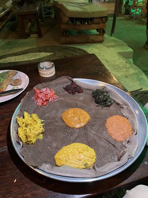 Ethiopian platter  at Tribearth  in Diani Beach