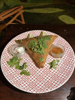Pea and potato samosa  at Tribearth  in Diani Beach