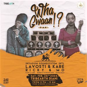 Wha Gwaan Diani!?

Reggae & Dancehall Soundsystem Event

Experience Reggae Music on a real Soundsystem and feel the Vibration. 

Vibes, Food and Drinks guaranteed!
 at Tribearth  in Diani Beach