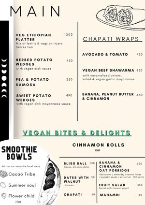 New Tribearth Vegan Boutique Cafe Menu at Tribearth  in Diani Beach