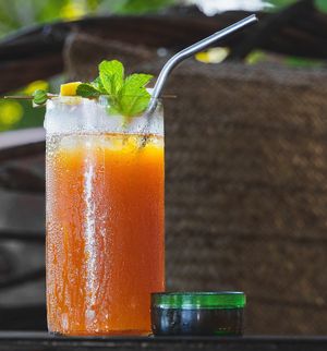 Fresh Lemon Iced Tea Served With Homemade Syrup at Tribearth  in Diani Beach