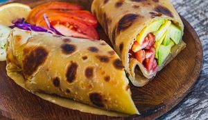Avocado & tomato chapati wrap. High Fiber Avocado & Tomato Wrap at Tribearth  in Diani Beach