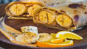 Banana, Peanut butter & cinnamon chapati wrap   at Tribearth  in Diani Beach