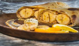 Banana, Peanut butter & cinnamon chapati wrap   at Tribearth  in Diani Beach
