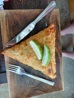 Giant samosa! at Tribearth  in Diani Beach