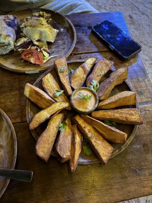 Sweet potato wedges  at Tribearth  in Diani Beach