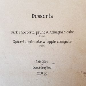 Desserts at Riverford Field Kitchen Restaurant in Buckfastleigh