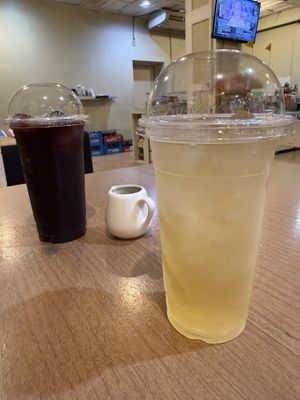 Mulberry and lemongrass juice   at Loving Hut - Ram-Intra 51 in Bangkok