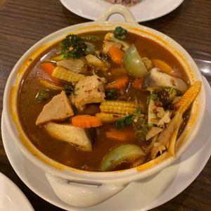 Jungle curry (kaeng ba). Lots of veg and herbs. Very tasty and healthy at Loving Hut - Ram-Intra 51 in Bangkok