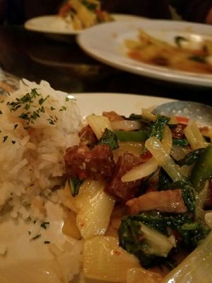 Holy Basil with house-made tempeh  at Bandung Indonesian Restaurant in Madison