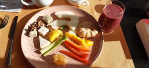Cheese platter at breakfast at Strandhotel Restaurant in Weissensee