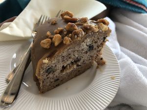 Caramel covered cake at the hotel spa at Strandhotel Restaurant in Weissensee