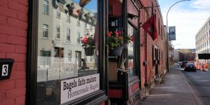 Outside at Bagel St-Henri in Montreal