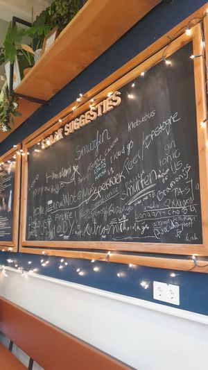 Flavour suggestion board at David's Gelato Café in Gouda