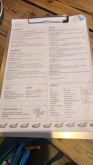 Menu at Disco House Funky Pizza in Palafrugell