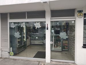 From the outside at La Mesa Vegetariana in Bogota