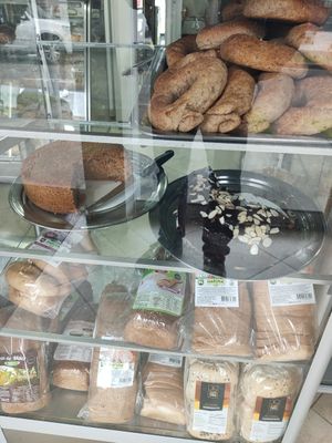Cakes and breads at La Mesa Vegetariana in Bogota