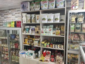 front shop items at La Mesa Vegetariana in Bogota