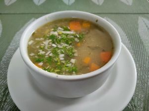 Menu of the day - Soup at La Mesa Vegetariana in Bogota