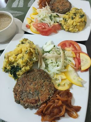 Menu of the day - Main dish and Soup at La Mesa Vegetariana in Bogota