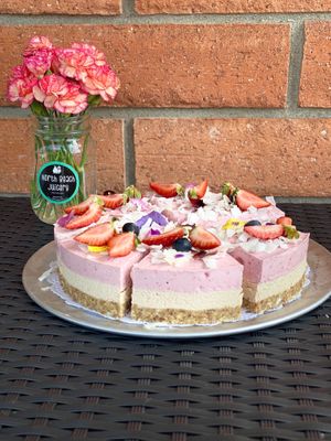 Strawberry bliss cheesecake at North Beach Juicery in San Clemente