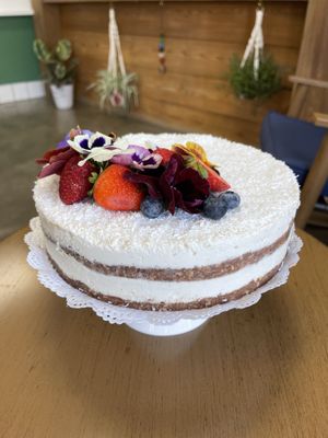 Double layer coconut cheesecake  at North Beach Juicery in San Clemente