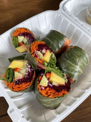 Massive mango spring rolls  at North Beach Juicery in San Clemente