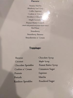 Vegan menu at Rolled Cold Creamery in Lancaster