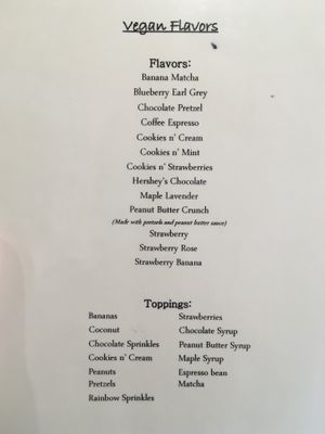 Ask for Vegan menu! at Rolled Cold Creamery in Lancaster