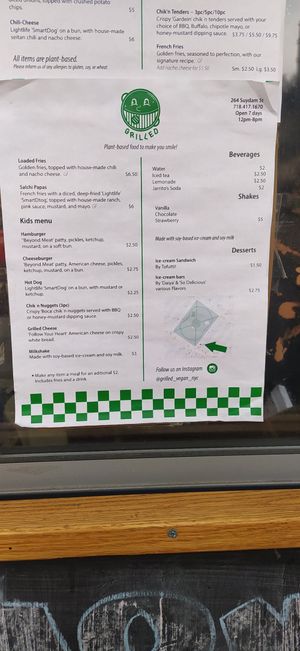 Menu at Grilled! in Brooklyn