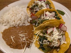 Vegan tacos with vegan cheesee  at Nopal by Cintrón in Gainesville