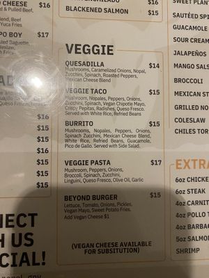 Veggie/Vegan Menu Options  at Nopal by Cintrón in Gainesville