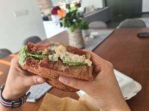 Vegan tuna sandwich at Inga's Veggie Heaven in Nicosia